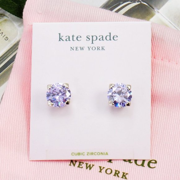 Kate Spade Light Amethyst CZ Heart Prong Earrings